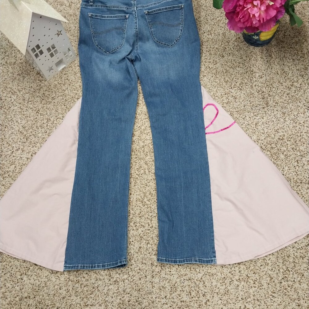 3346 Size 8 Lee Riders In Pink Poodle Skirt Bell Bottoms - Picture 3 of 5